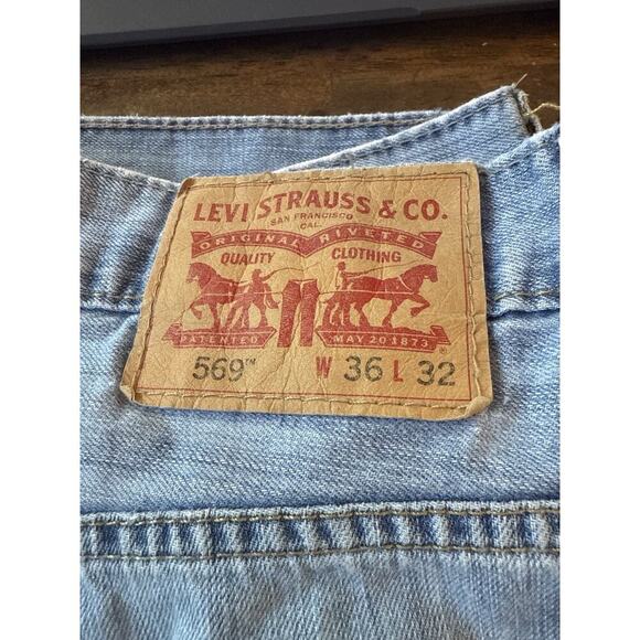 Levi’s 569 Loose Straight Jeans Men’s 36x32 Light Wash Y2K Vintage - Picture 7 of 12